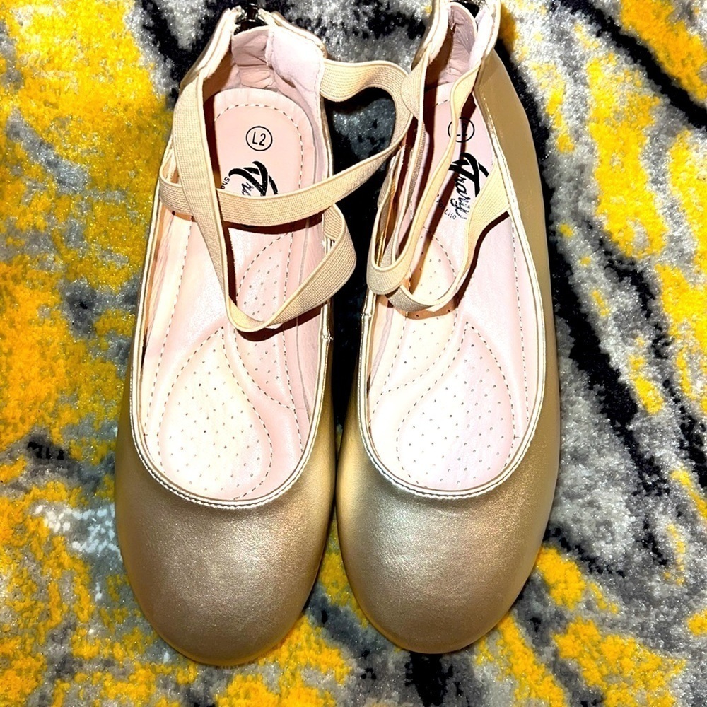 Trary Girls Ballet Flats Roman with Elastic Ankle Strap - Ballet Dress Shoes L2